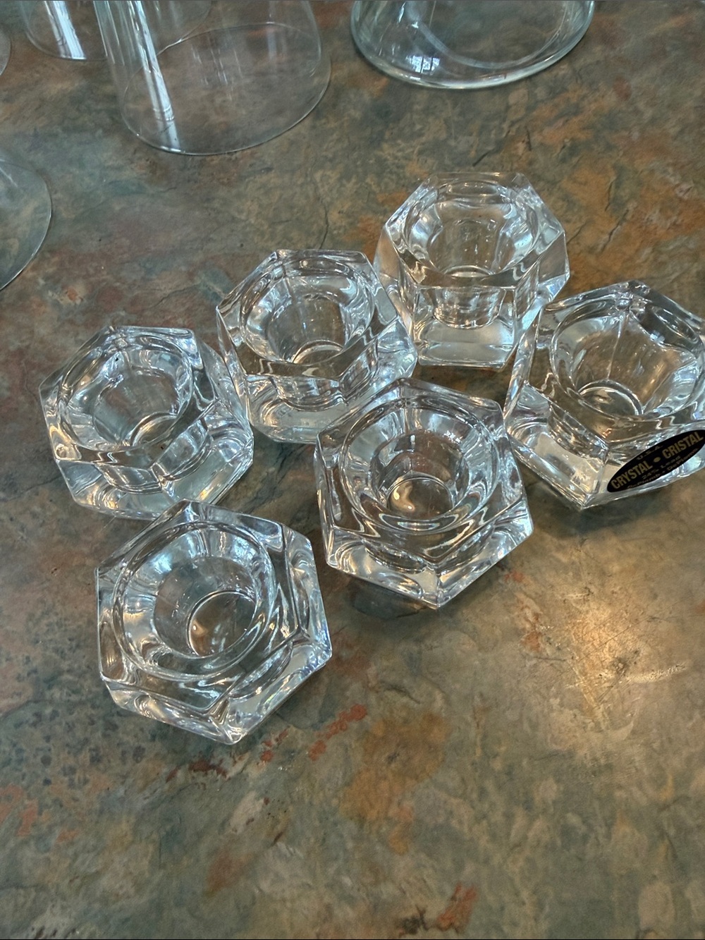 DePlomb vintage 24%lead crystal candle holders. Set of 6.  Excellent condition.